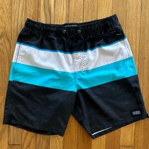 O'Neill Men’s Black and Blue Swim Shorts/Trunks. Size Medium